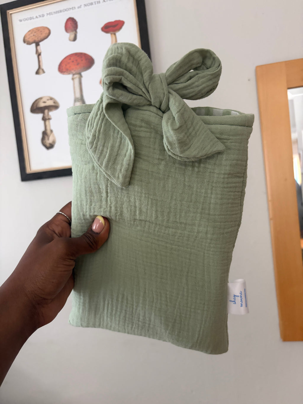 Sage green book sleeve covers
