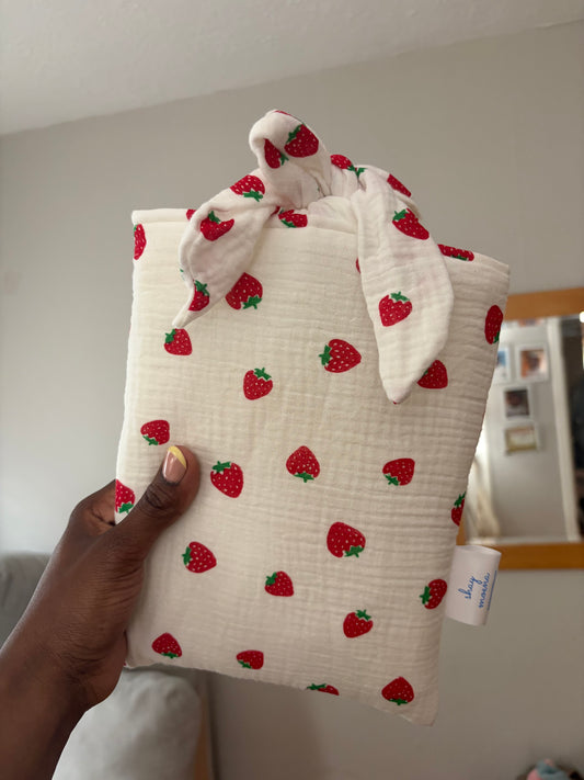Strawberry book sleeve cover